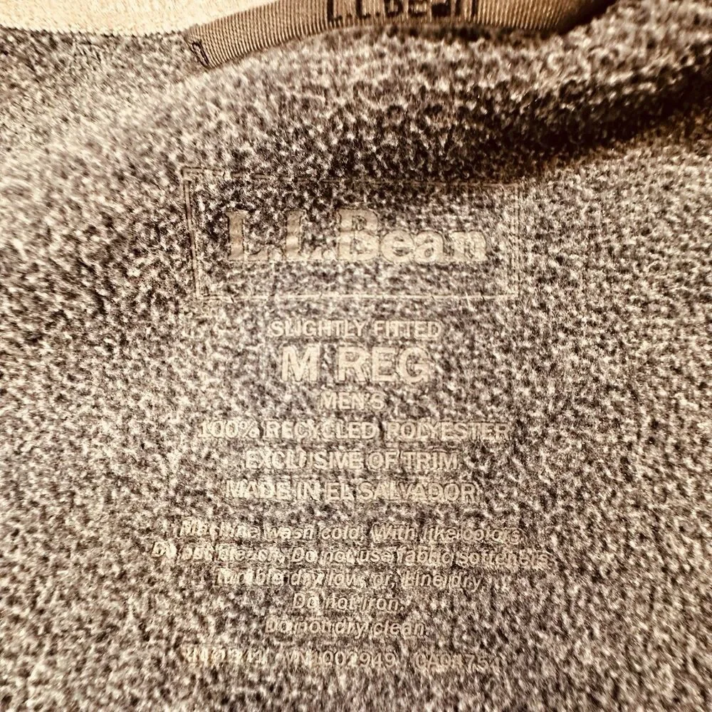 LL Bean Mens Sweater Fleece Full Zip Jacket Gray Slightly Fitted M
